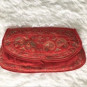 3/$20 Red Bangladesh Embroidered Clutch Purse
